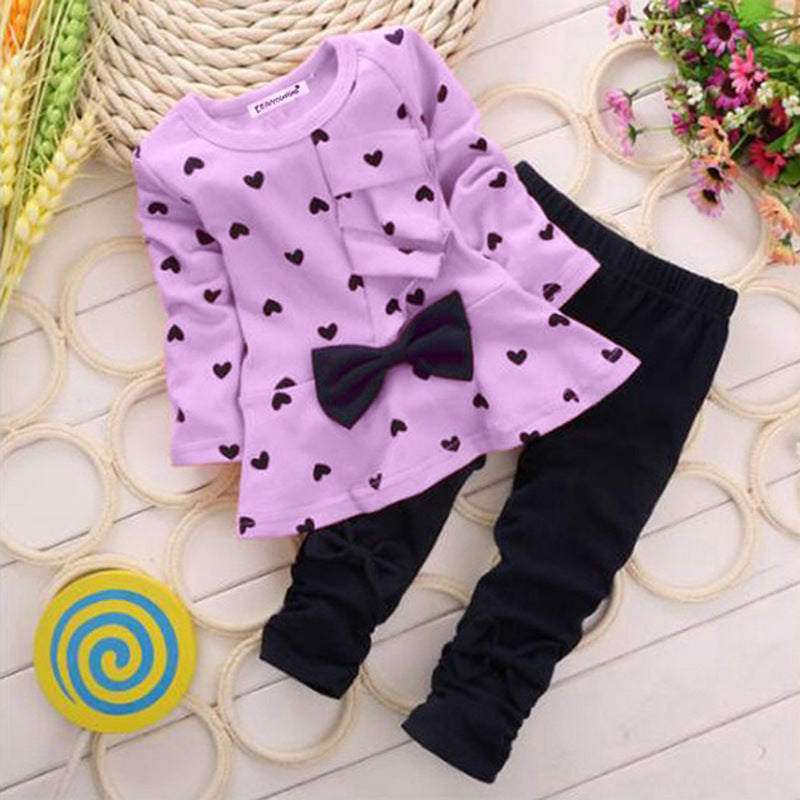 Love bow girl set - Purple / 80cm