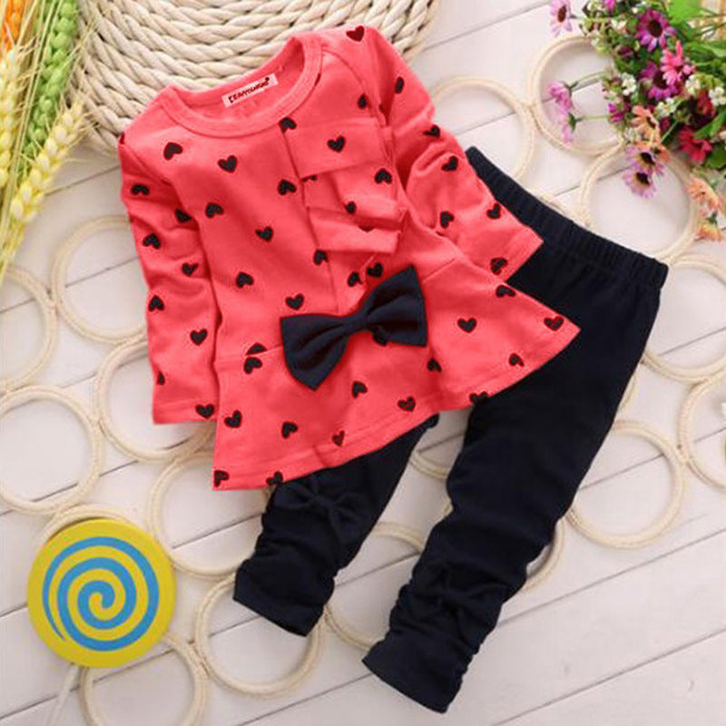 Love bow girl set - Red / 80cm