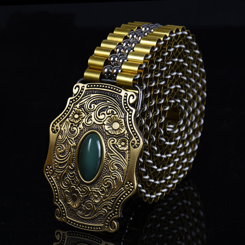 Men’s Stainless Steel Self-defense Belt With Smooth Buckle - Aventurine / 100cm