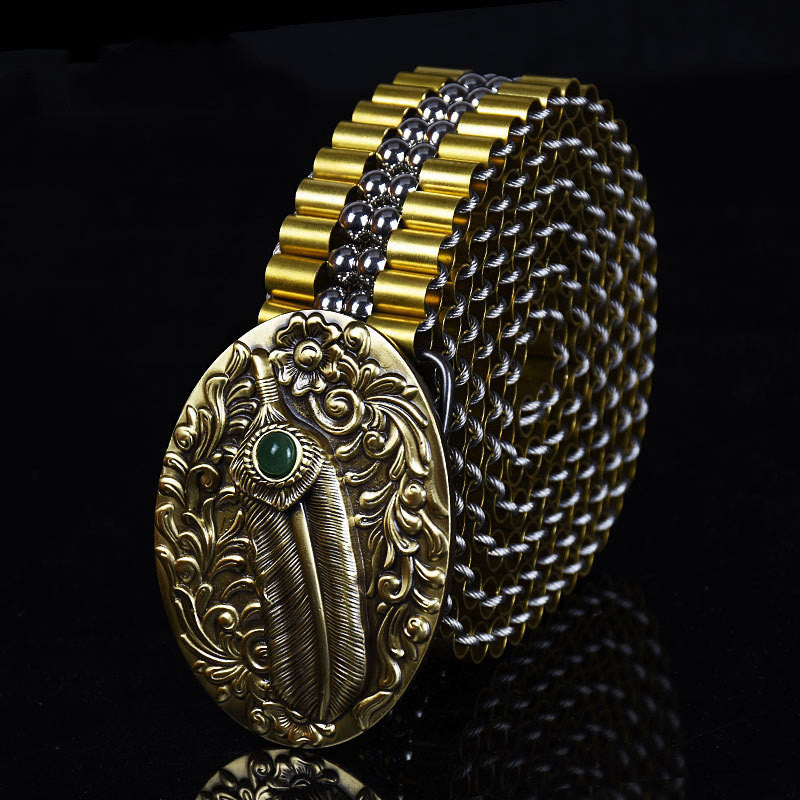 Men’s Stainless Steel Self-defense Belt With Smooth Buckle - Golden stick steel needle / 100cm