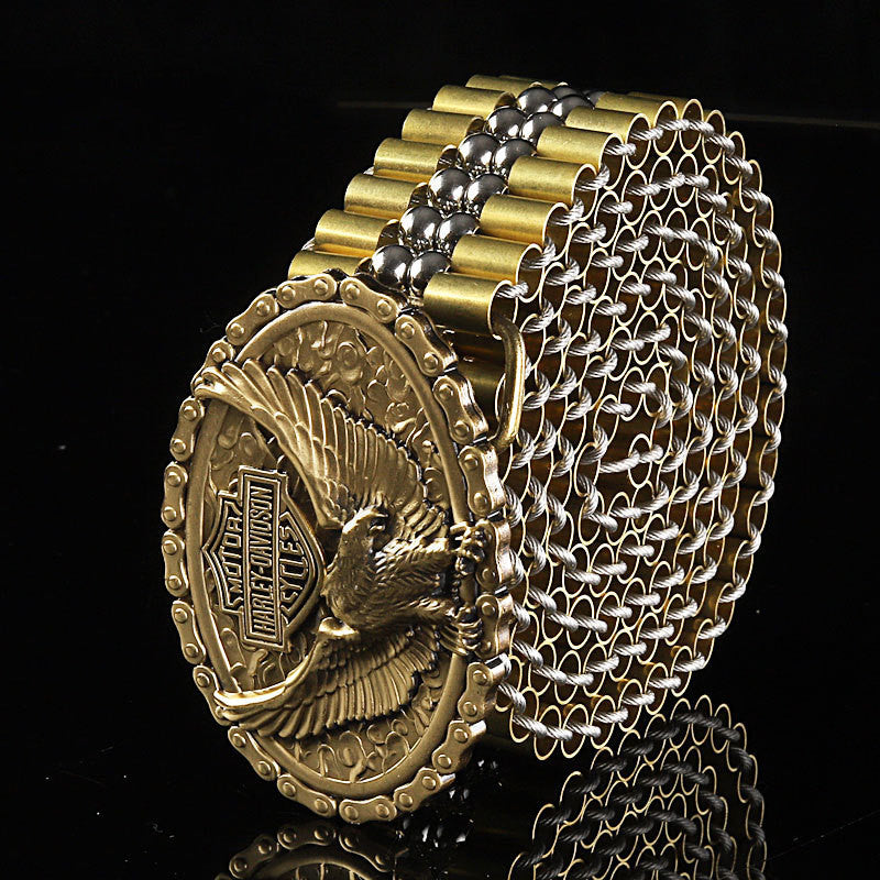 Men’s Stainless Steel Self-defense Belt With Smooth Buckle - Harley hawk / 100cm