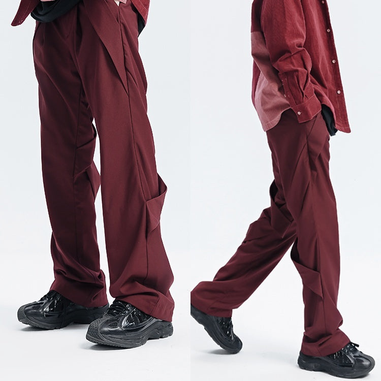 Draped Casual High Street Straight-leg Micro-flare Trousers