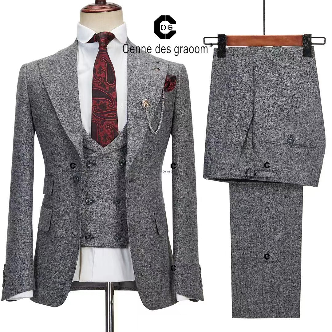 Dress Suit Men’s Best Man Wedding Esmoquin - Dark Gray / XS