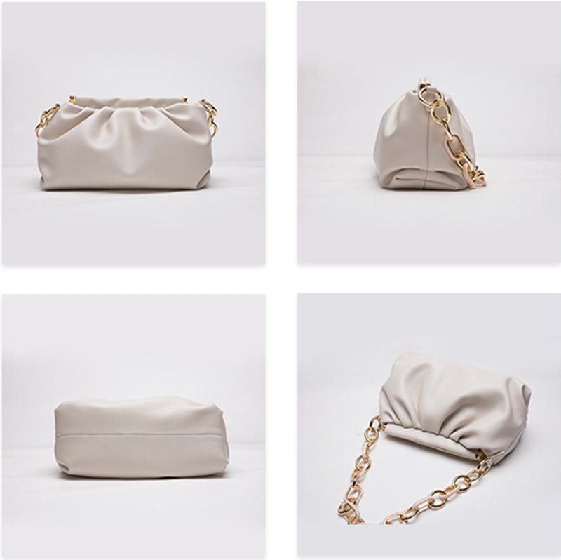 Dumpling Delight Leather Backpack Global Luxury Fashion - White