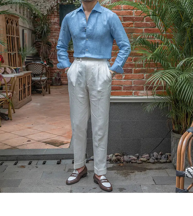 Retro Casual Long Linen Sleeves Shirt