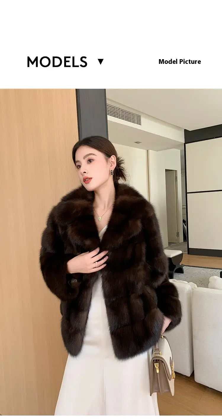Artificial Fur Purple Sable Thick Warm Jacket