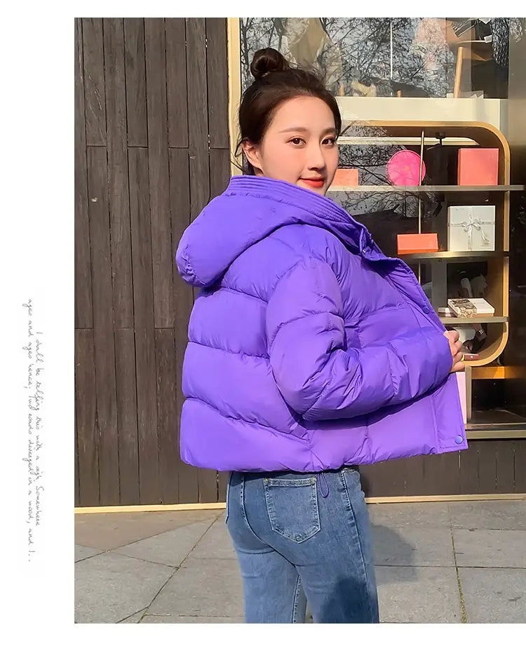 Women’s Simple Casual Hooded Short Down Jacket