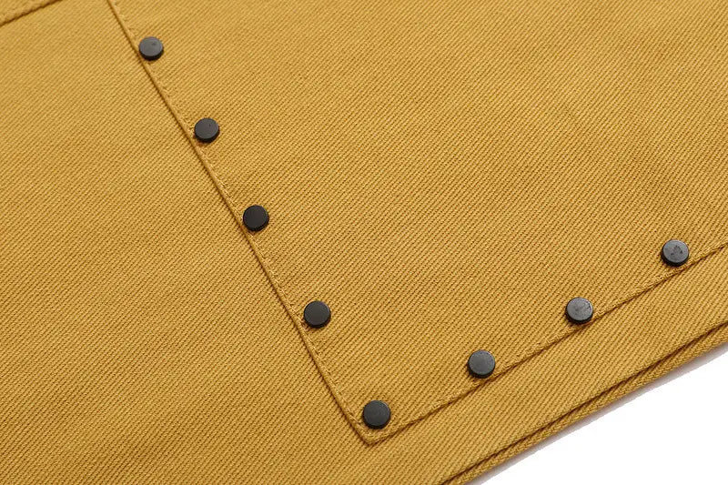 Solid Color Rivets Overalls Europe And America Retro Casual Pants