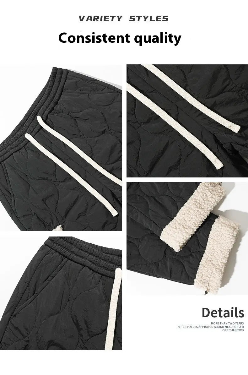 Men’s Quilted Casual Pants Thickened Cold Protection Ski Pants