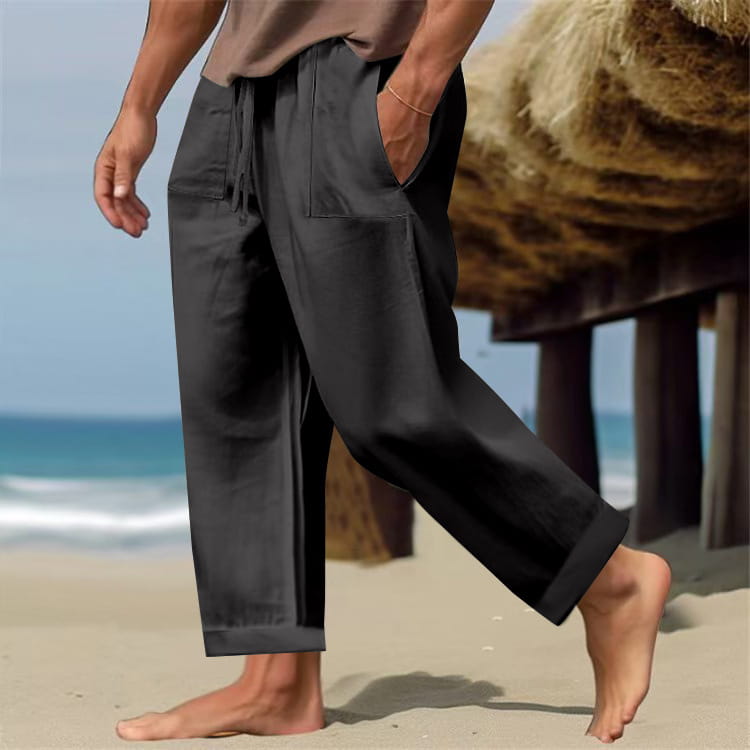 Men’s Linen Pure Color Comfort Breathable Casual Pants