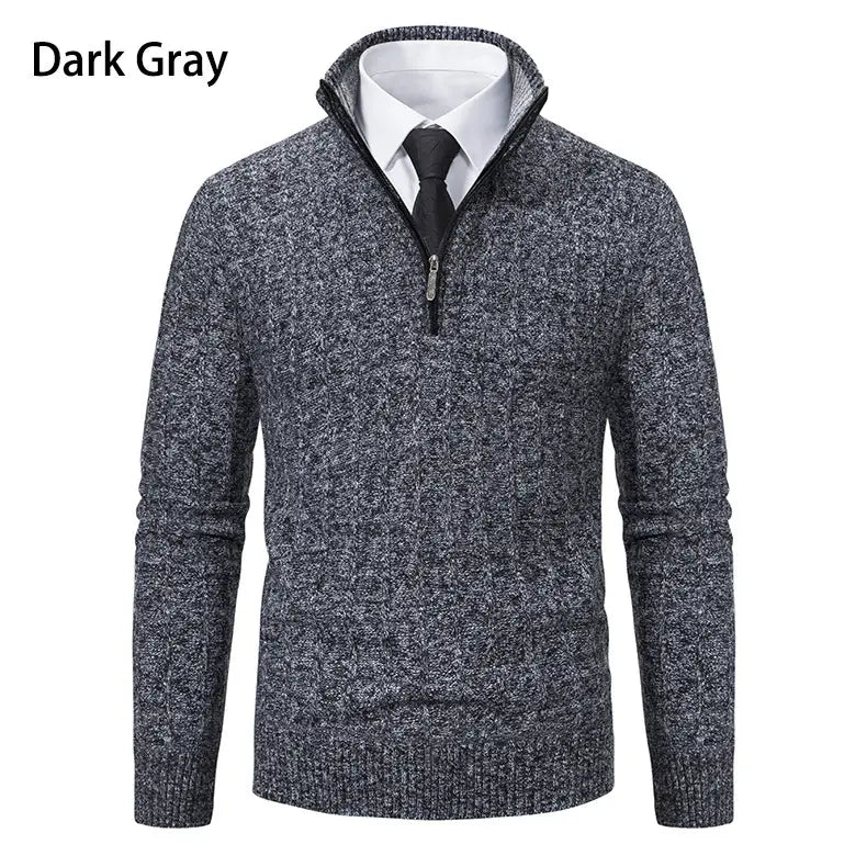 Men’s Half Zipped Stand Collar Pullover Fleece Sweater