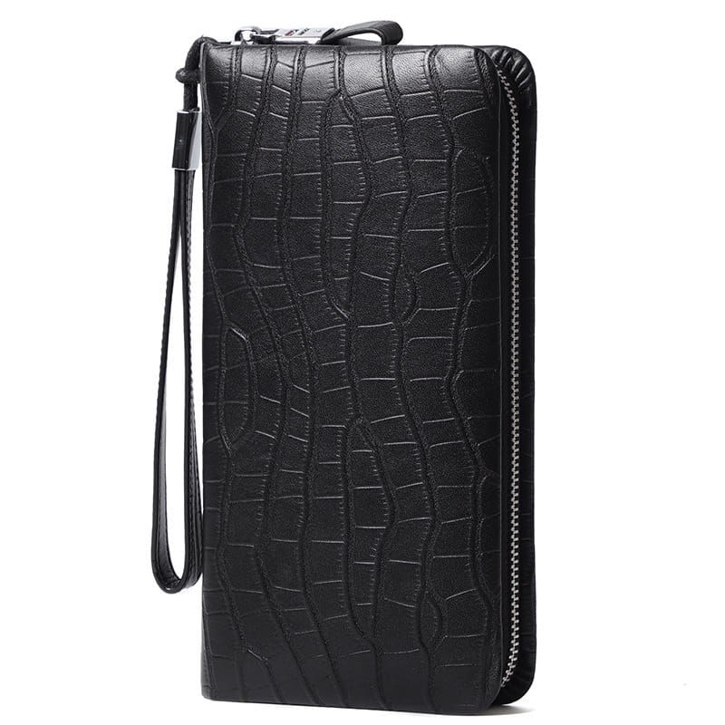 Men’s Leather Long Zipper Multiple Card Slots Wallet