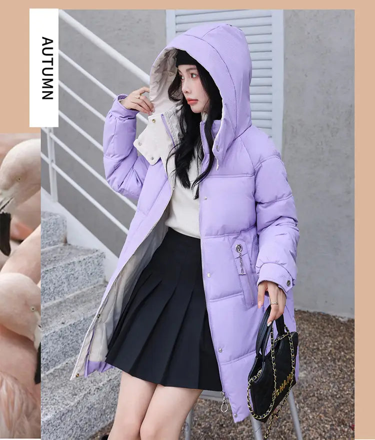 Winter Loose Down Cotton-padded Coat Women’s Coat Mid-length Thickened