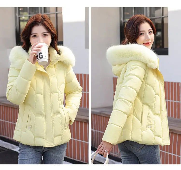 Fur Collar Down Jacket Slimming Coat