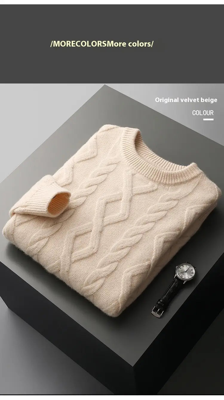Men’s Thickened Round Neck Sweater Pullover Knitting Bottoming Shirt