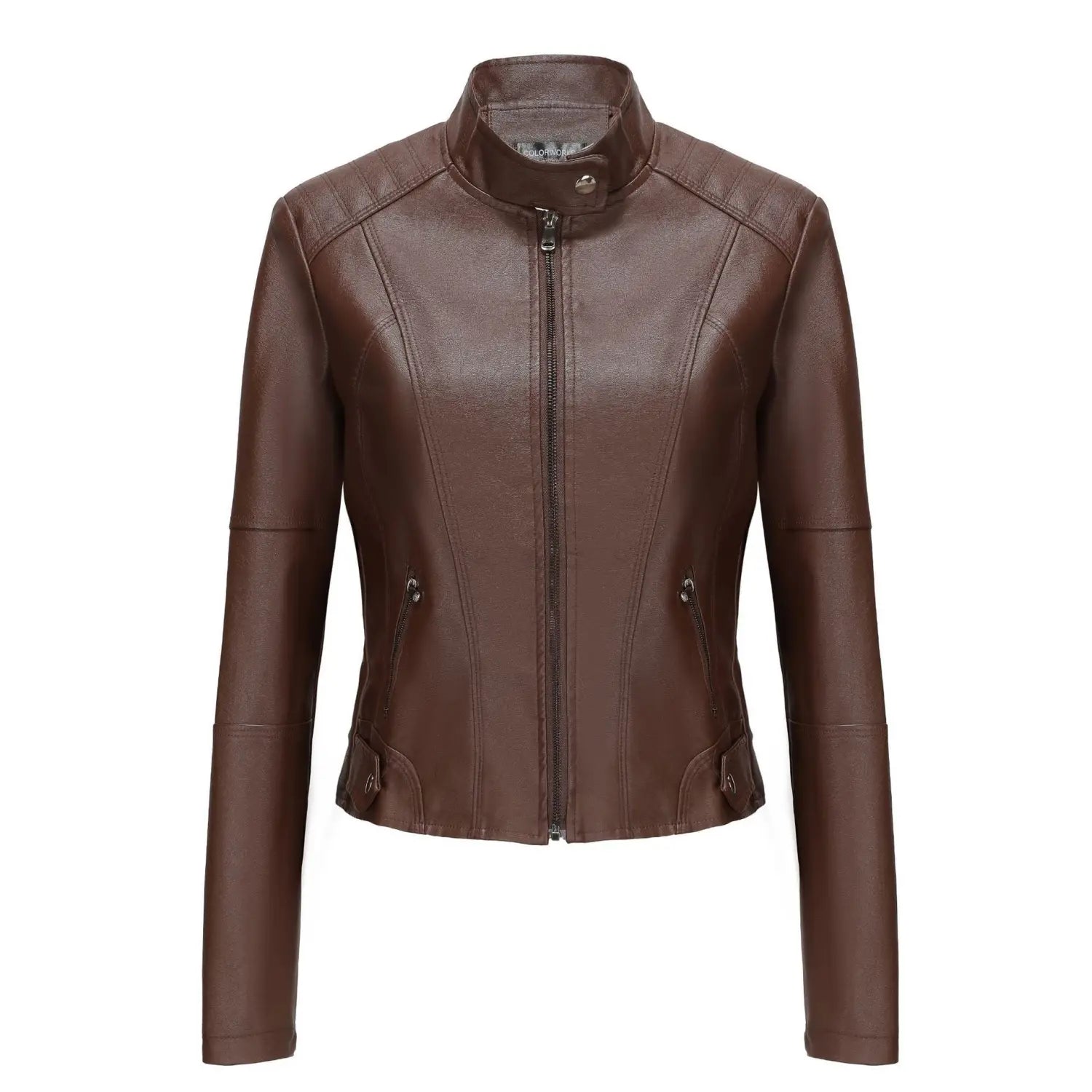 Women’s Short Slim-fit Leather Coat