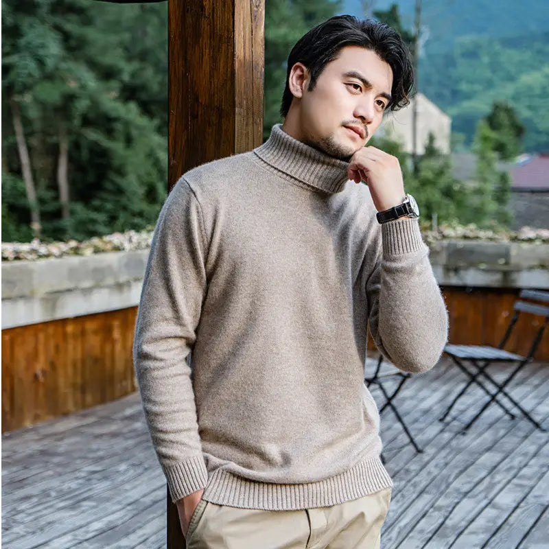 Men Autumn Winter High Neck Cashmere Sweater