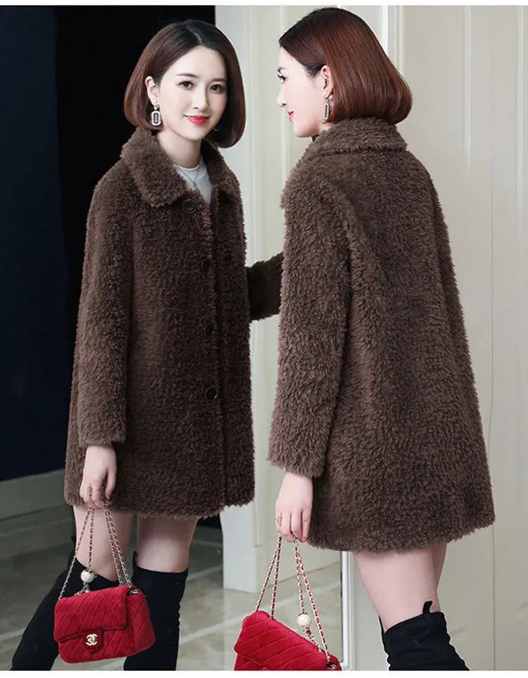 Women’s Thick Faux Cashmere Coat Mid-length