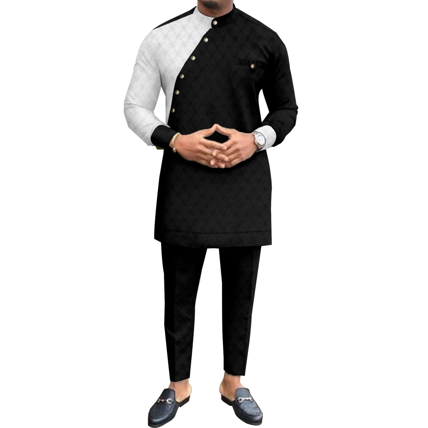 African National Pure Color Cotton Men’s Leisure Suit Top Pants
