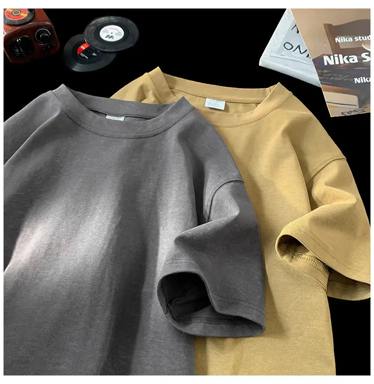 Stone Washed Ice-feeling Tencel Cotton Ice Silk Short Sleeve T-shirt