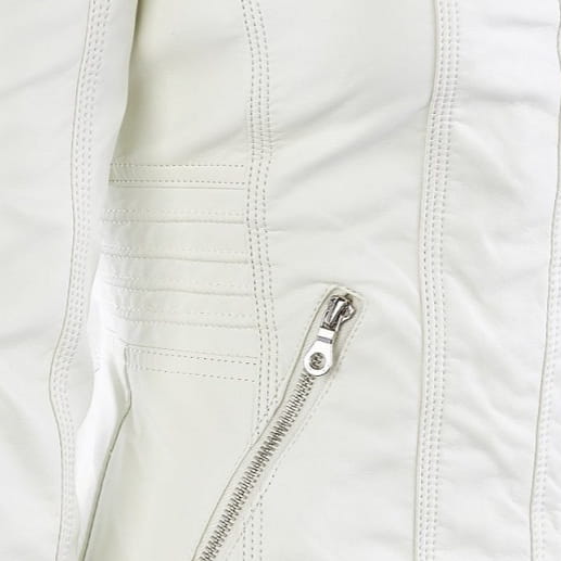 Women’s Detachable Lapel Long Sleeve Solid Color Zipper Leather Jacket Coat