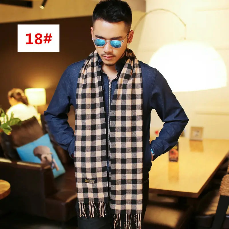 Men’s Fashion Casual Warm Plaid Scarf