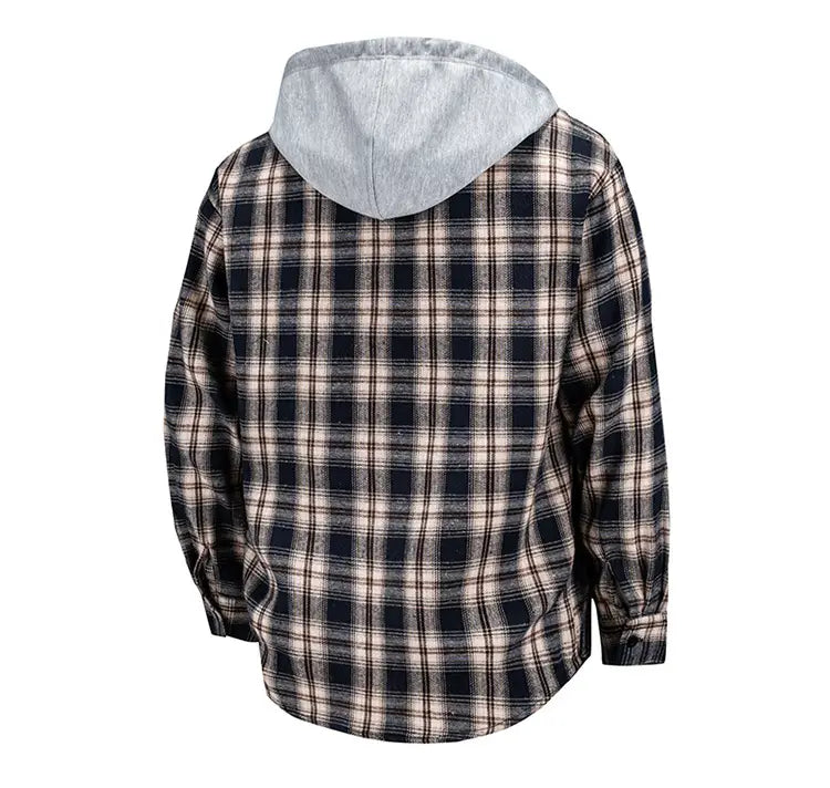 Hooded Men’s And Women’s Same Plaid Shirt Spring And Autumn
