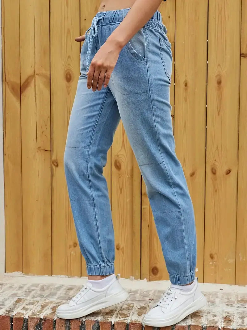 Elastic Waistband Jeans For Women