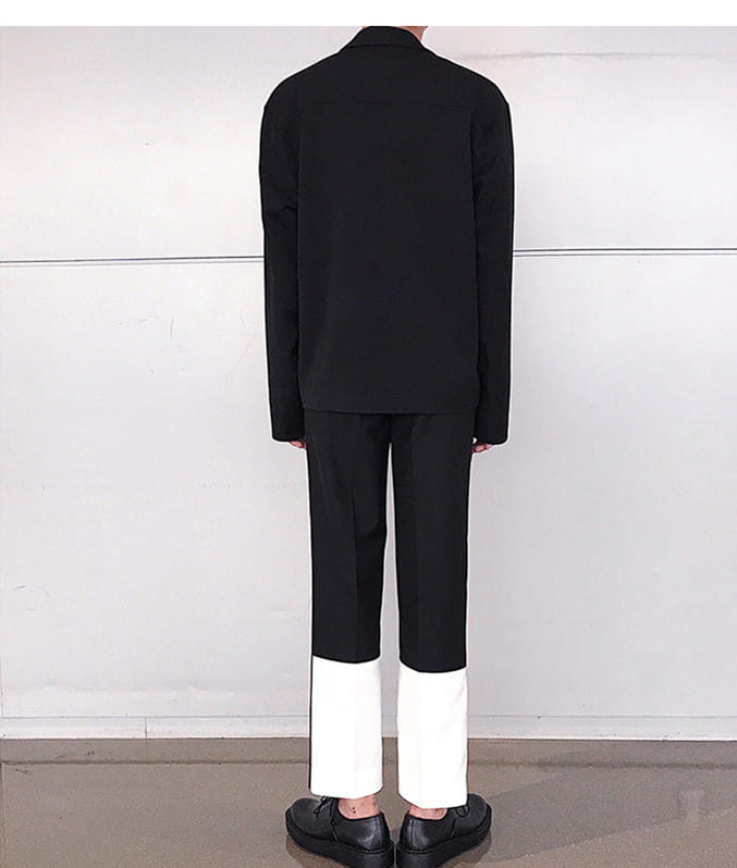 Casual Men’s Loose Straight Drape Nine-point Stitching Trousers