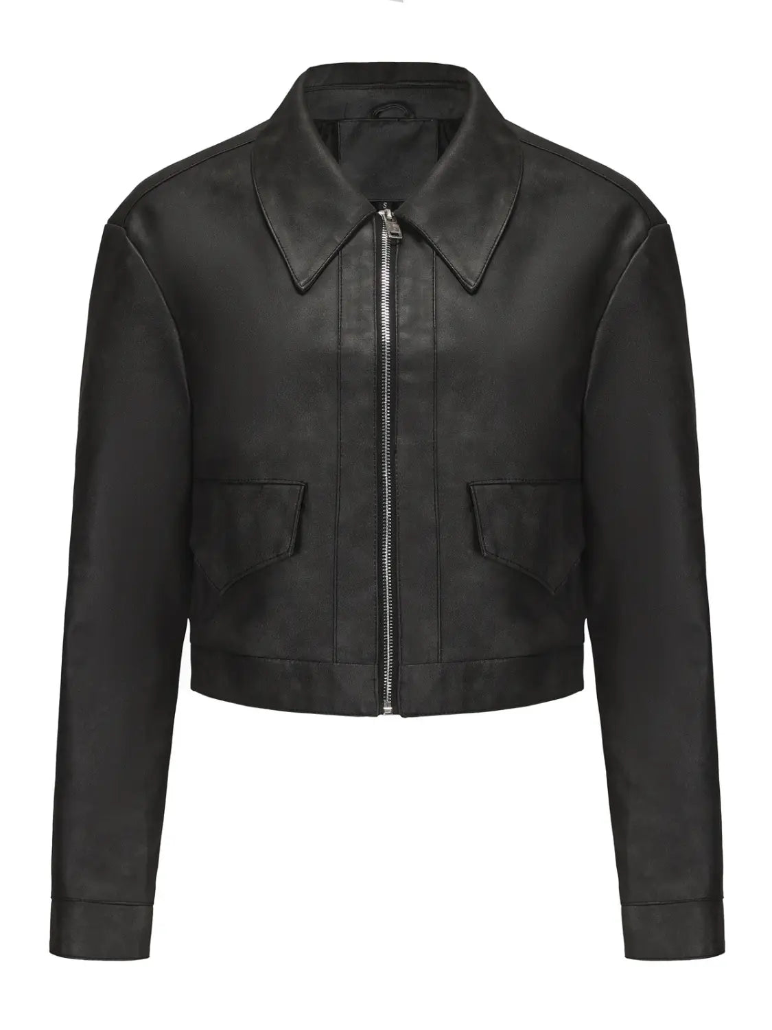 Women’s Long-sleeved Fashionable Faux Leather Jacket