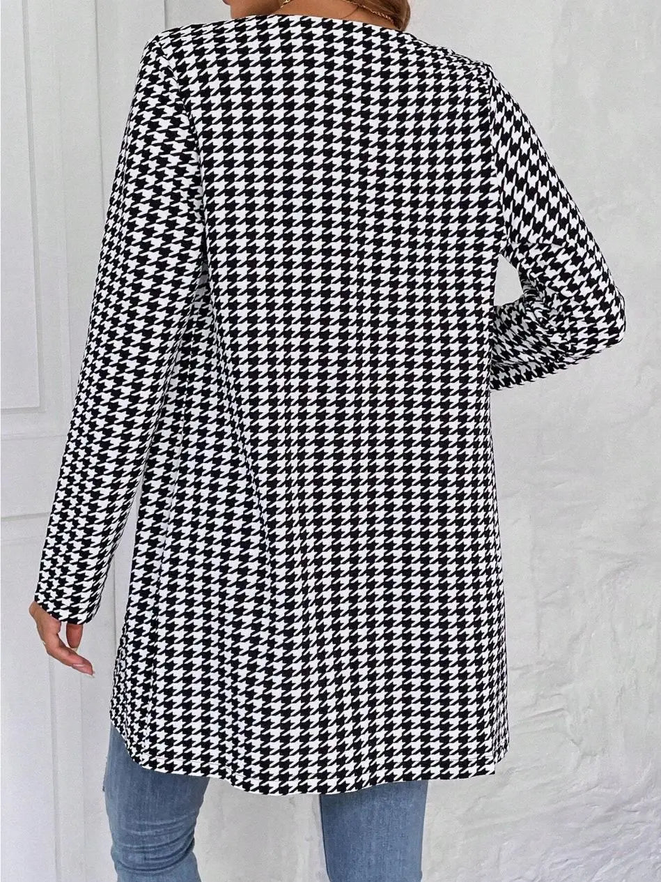 Women’s Clothing Houndstooth Long Coat