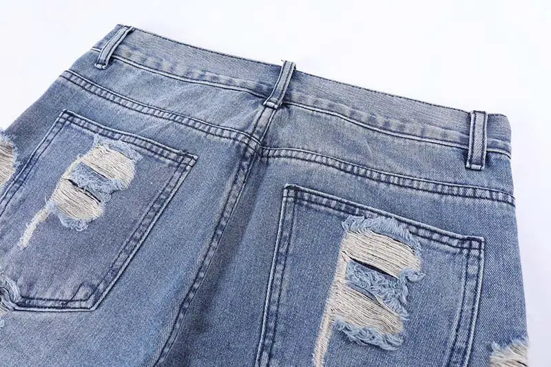 Worn Out Cat Whisker Jeans Loose Personality Hip-hop Straight Pants