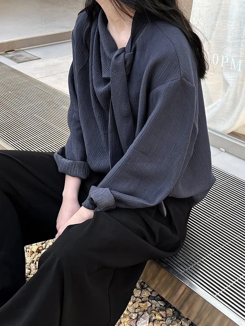 Retro Elegant Ribbon Texture Shirt For Women