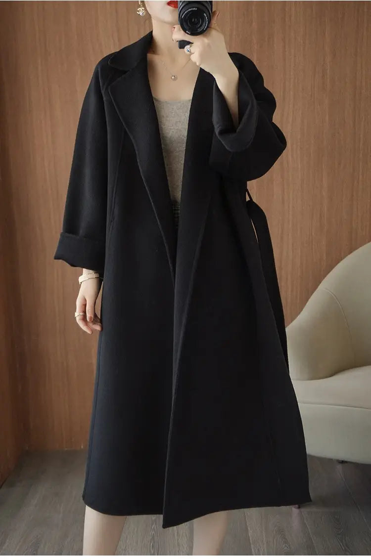Reversible Cashmere Coat Women’s Mid-length Loose Over Knee Coat