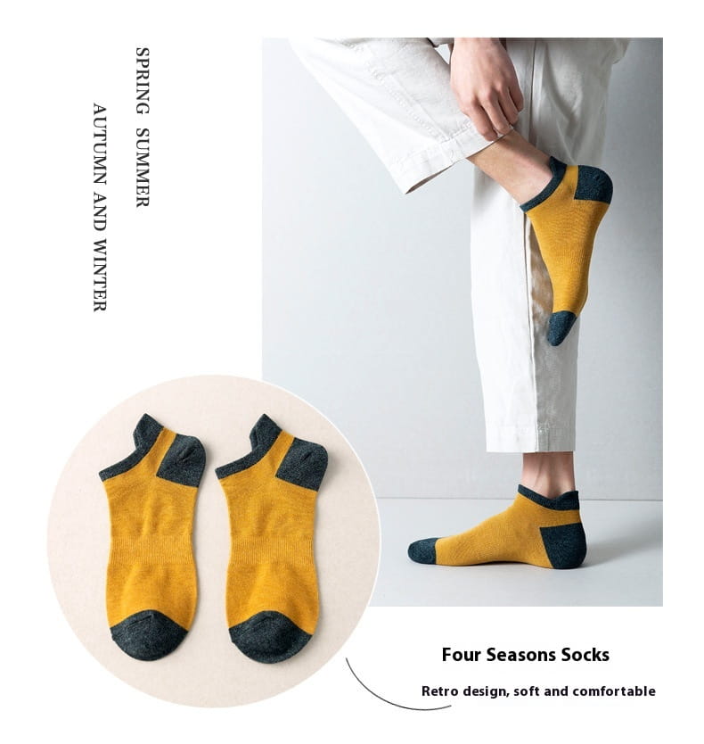 Combed Cotton Bottom Sweat-absorbing Deodorant Anti-ankle Socks Low-cut Men’s Retro Waist