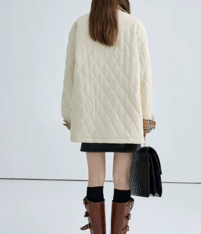Polyester Cotton Women’s Aircraft Buckle Quilted Trench Coat Coat