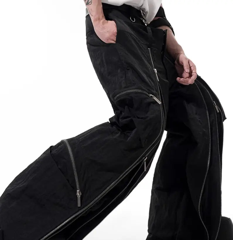 Three-fold Multi-zipper Design Casual Pants