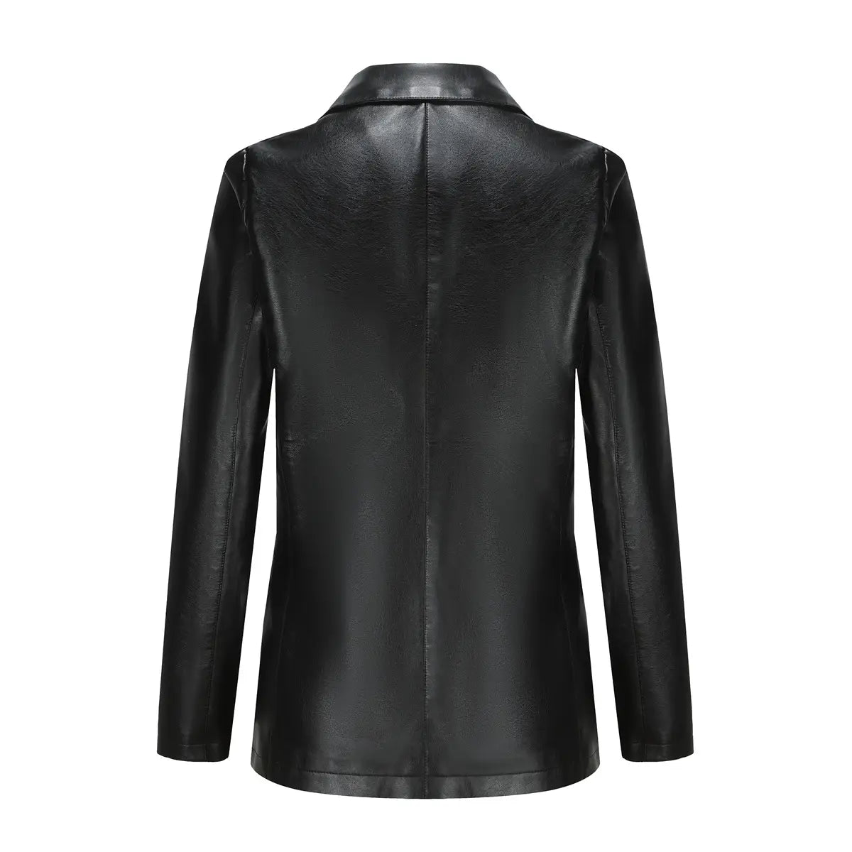 Single Button Commute Leisure Solid Color Leather Coat
