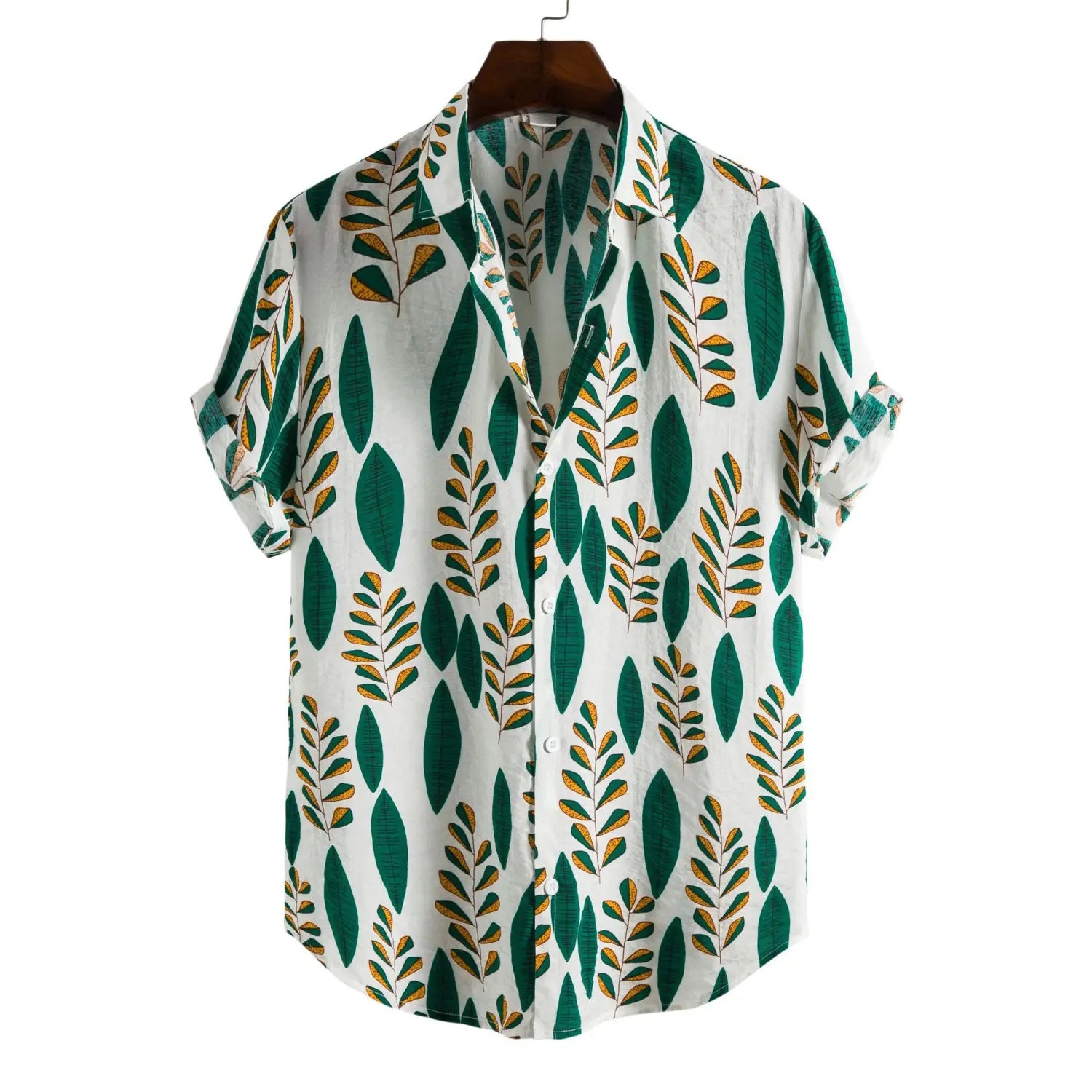 Printed Casual Men’s Short-sleeved Shirt Lapel