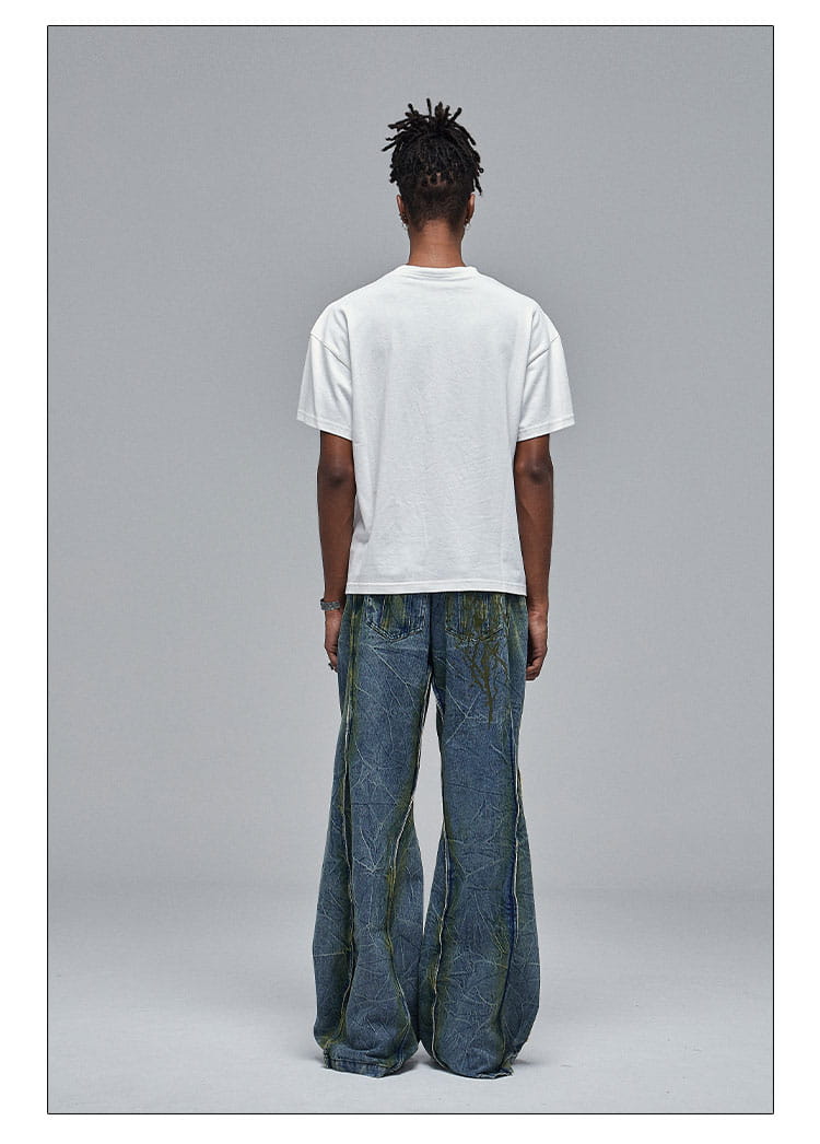 American Street Dirtyfit Heavy Industry Washed Distressed Wide Leg Jeans Design Sense