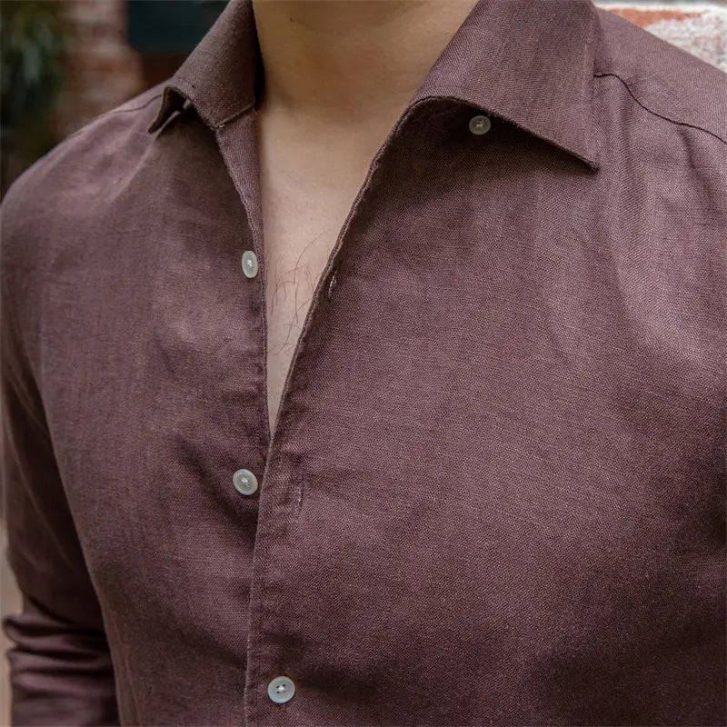 Retro Casual Long Linen Sleeves Shirt