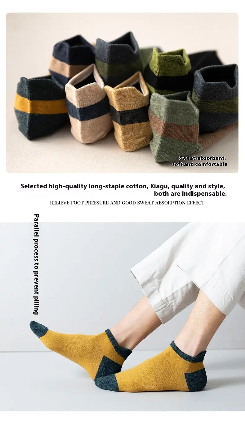 Combed Cotton Bottom Sweat-absorbing Deodorant Anti-ankle Socks Low-cut Men’s Retro Waist