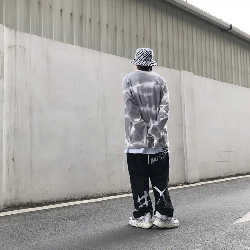Men’s Retro Tie-Dye Hip-Hop Crew Neck Sweater