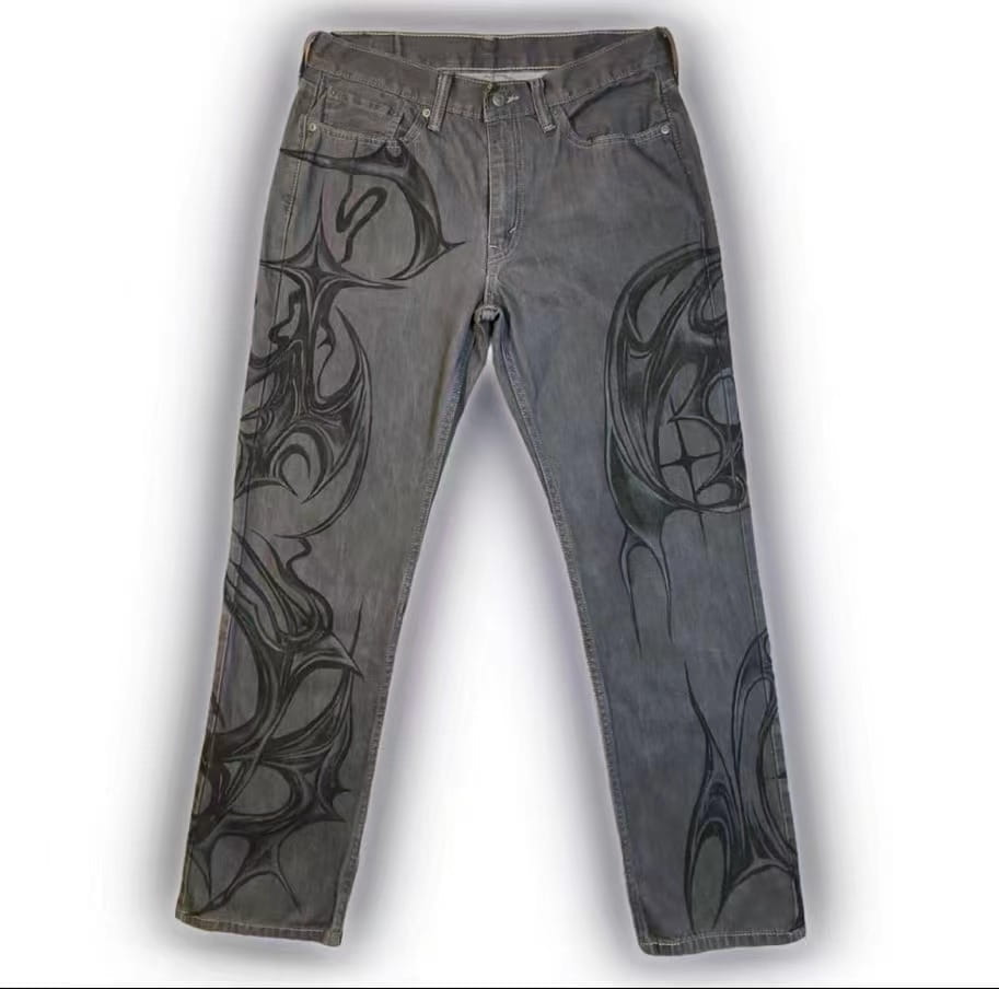 Black Jeans That Don’t Fade American Street Graffiti Style For Men And Women