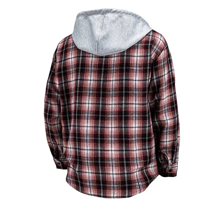 Hooded Men’s And Women’s Same Plaid Shirt Spring And Autumn