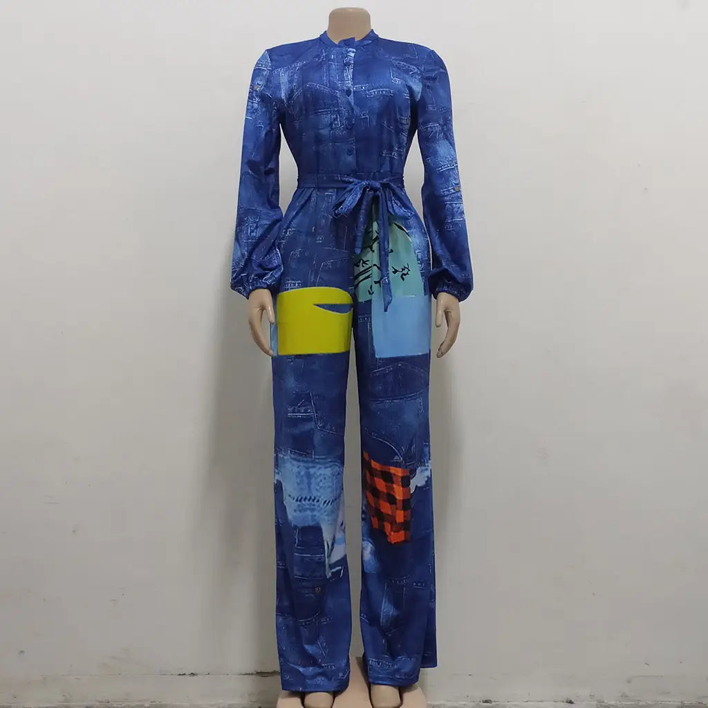European And American Fashion Denim Jumpsuit