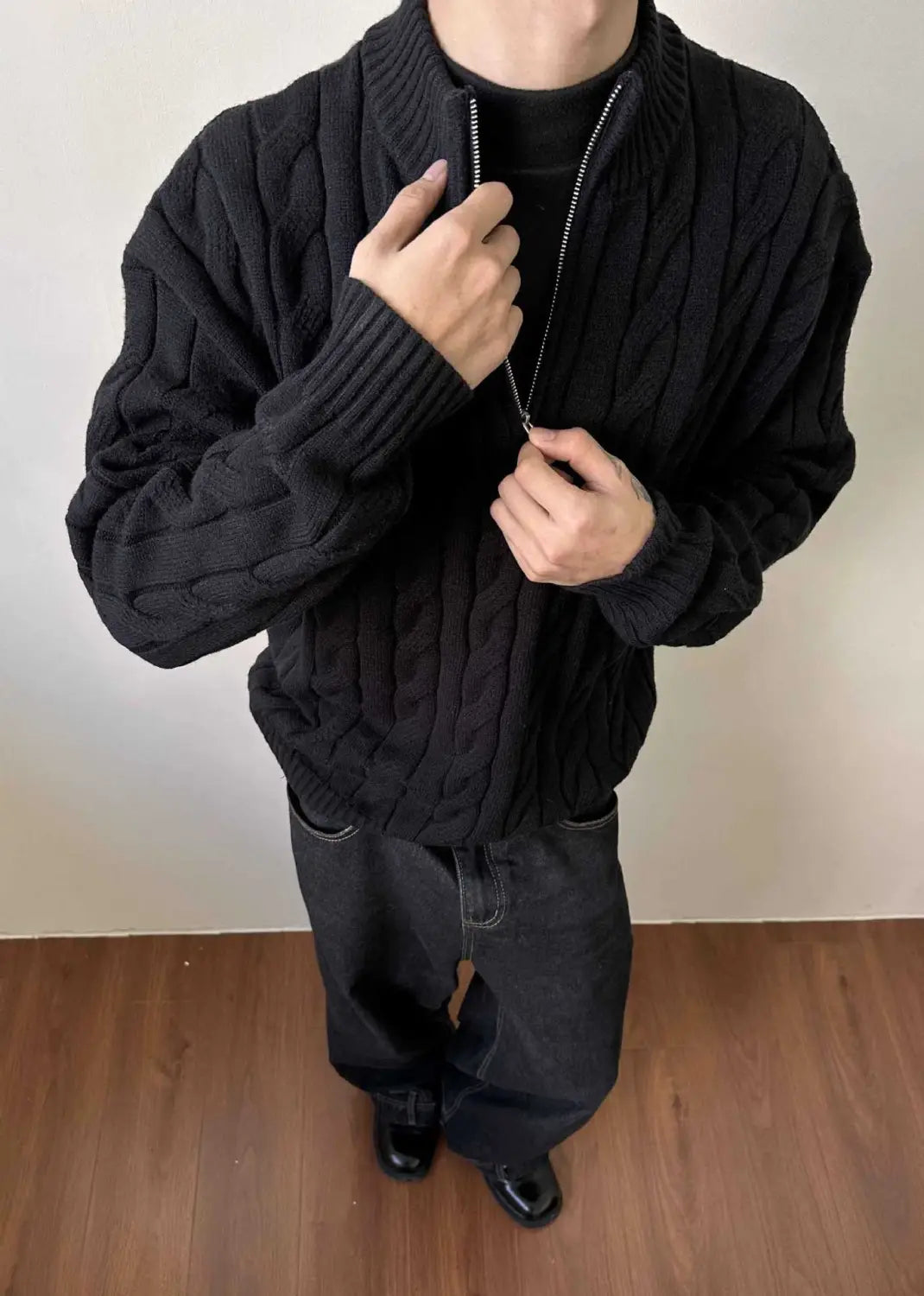 Loose Feeling Old Money British Half Zipper Heavy Sweater