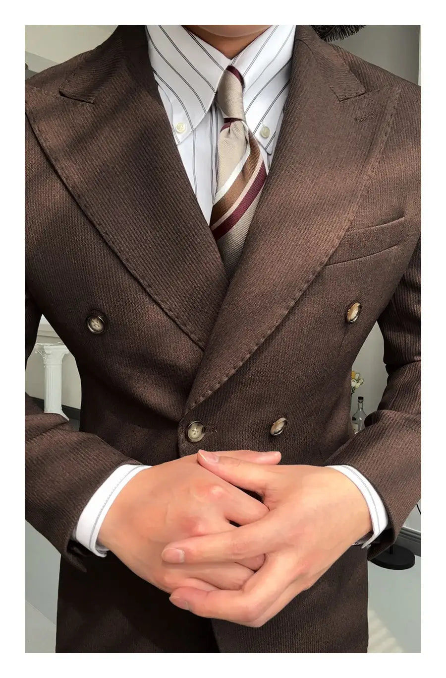 Spring Double Breasted Closure Collar Suit
