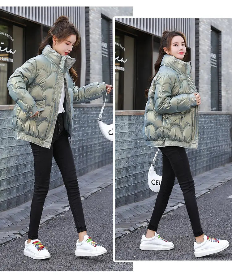 Women’s Cotton-padded Coat Korean Style Quilted Jacket Stand Collar Cotton-padded Jacket