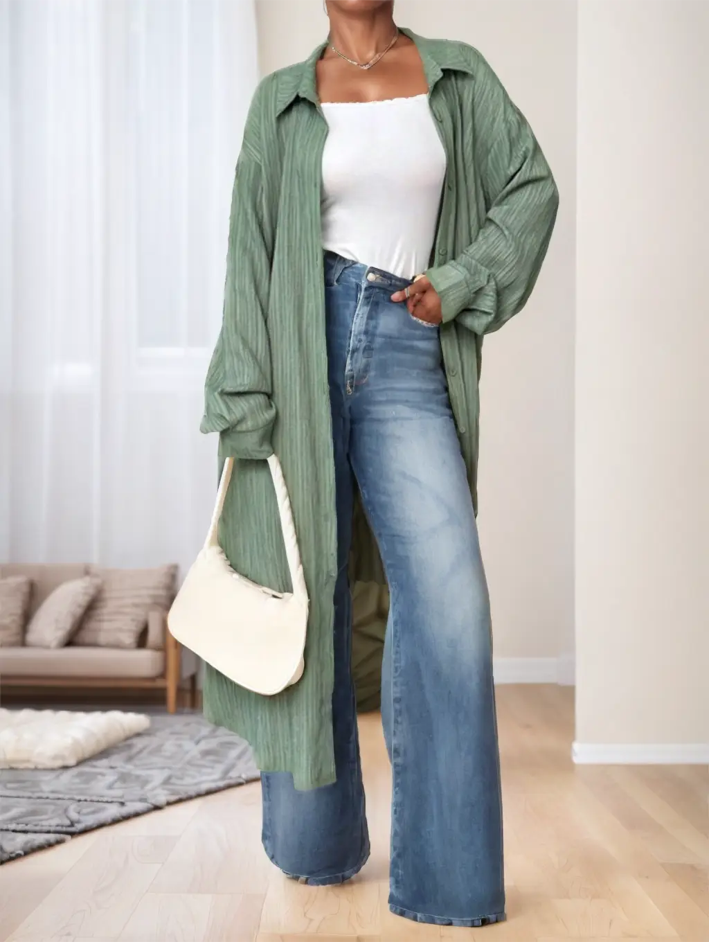 Long Textured Casual Work Shirt,Long Sleeve Tops